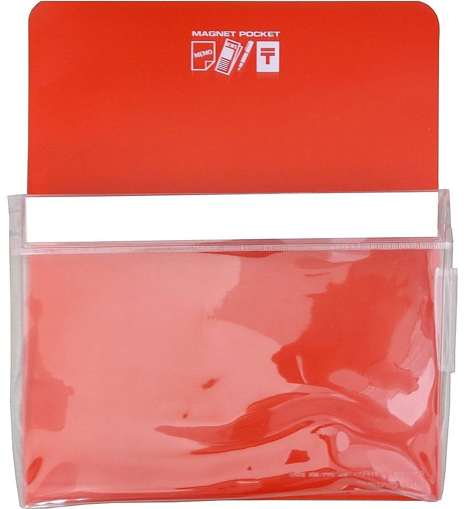 （まとめ買い）マグネットポケット 約205枚 A4用紙 赤 マク-500NR [x3]