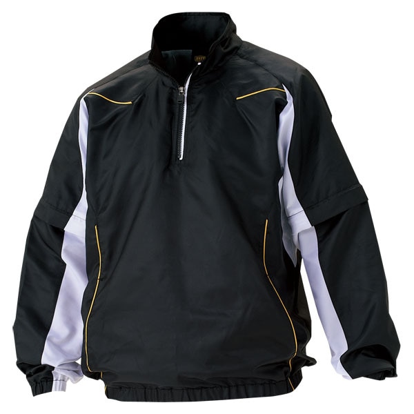 ゼット 野球ウエア 長袖/半袖切り替え式ハーフジップジャンパー ブラック×ホワイト S BOV515 1911