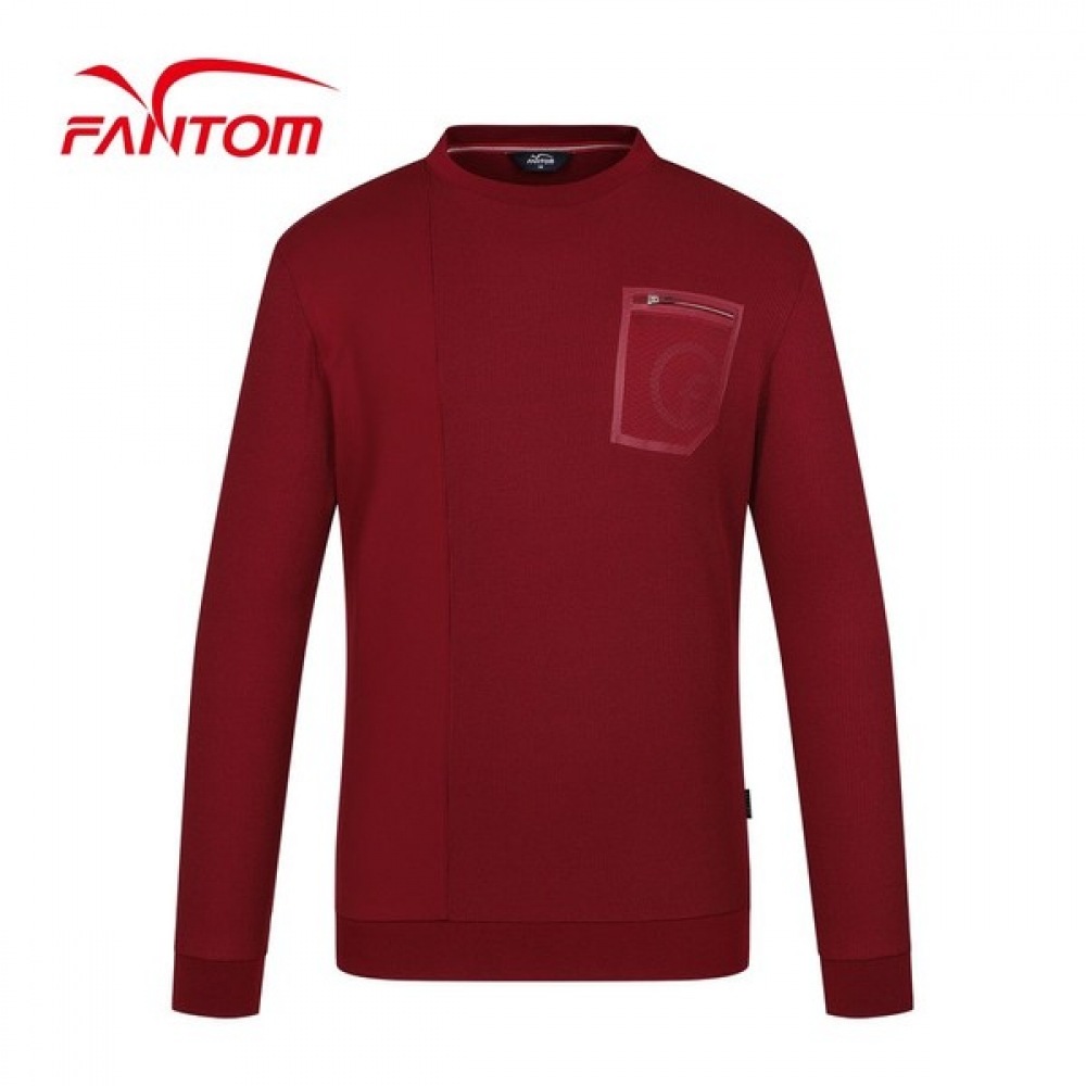 (Phantom) メンズメッシュポケットワッフルティッシュラウンドロングスリーブ Tシャツ