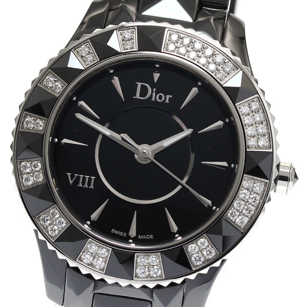 クリスチャンディオール Christian Dior CD1231E1 ディオール 黒セラミック ダイヤベゼル クォーツ レディース 良品 _895056【中古】