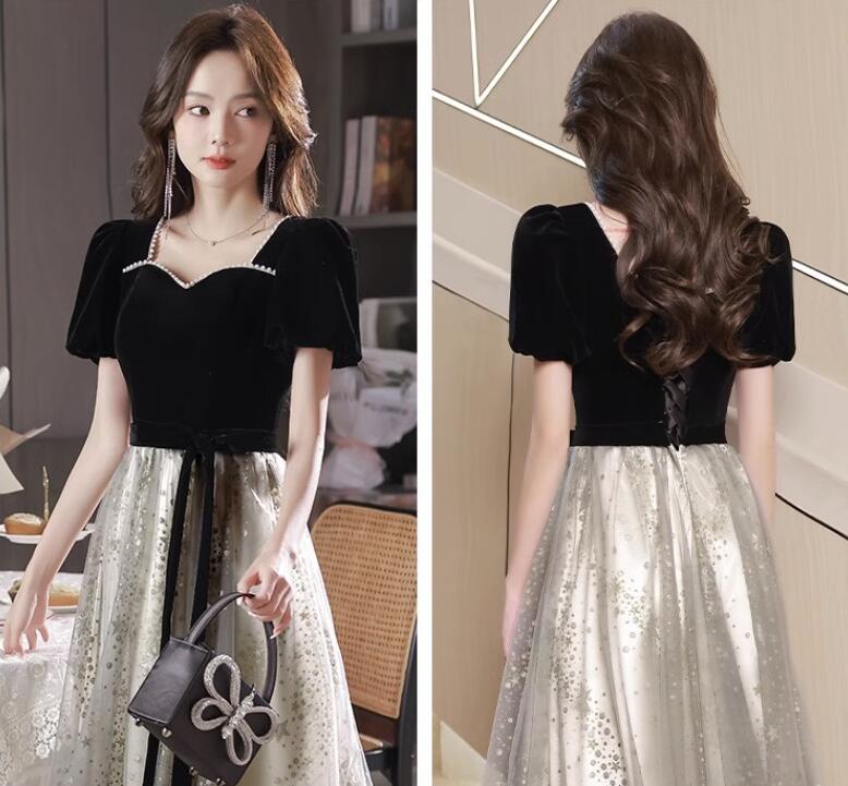 短袖 フォーマルドレス 可愛い キラキラ ロングドレス レディース ウェディングドレス ワンピース