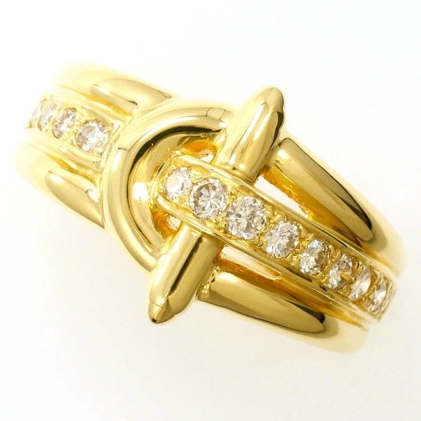 K18 18金 YG リング 12号 ダイヤ 0.33 カード鑑別書 【中古】