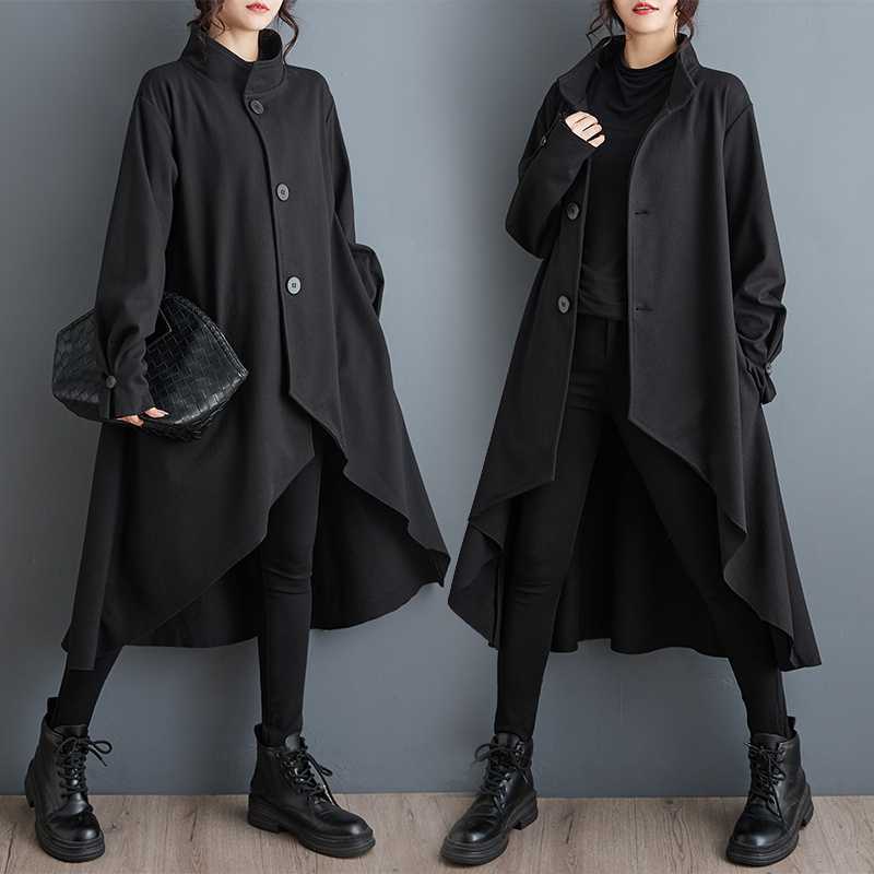 「ファットガール」 24 トレンチコート ミドル丈 前短後長 大きいサイズ 体型カバー レディース メガ割 ウインドブレーカー レディース アウター