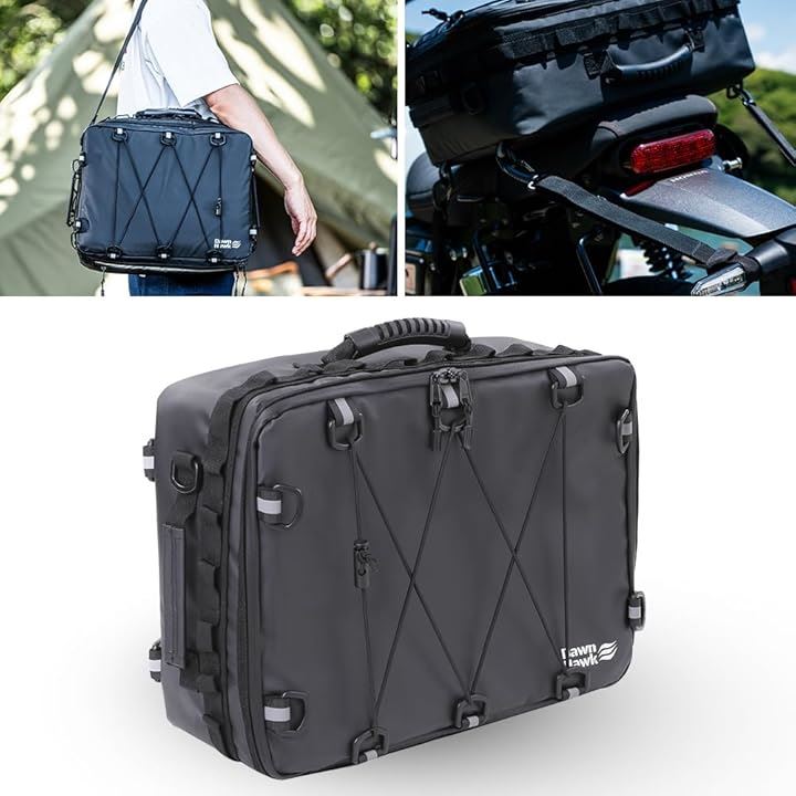 DAWNHAWK ツーリングバッグ ソフトクーラーバッグ 13L 防水 保冷バッグ 保温バッグ 極厚断熱材 コンパクト ギア保管 キャンプ( ブラック)