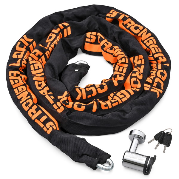 D48411 バイクロック 30mm幅チェーン φ8mmスチール合金製 ストロンガーチェーンロック 2.5m