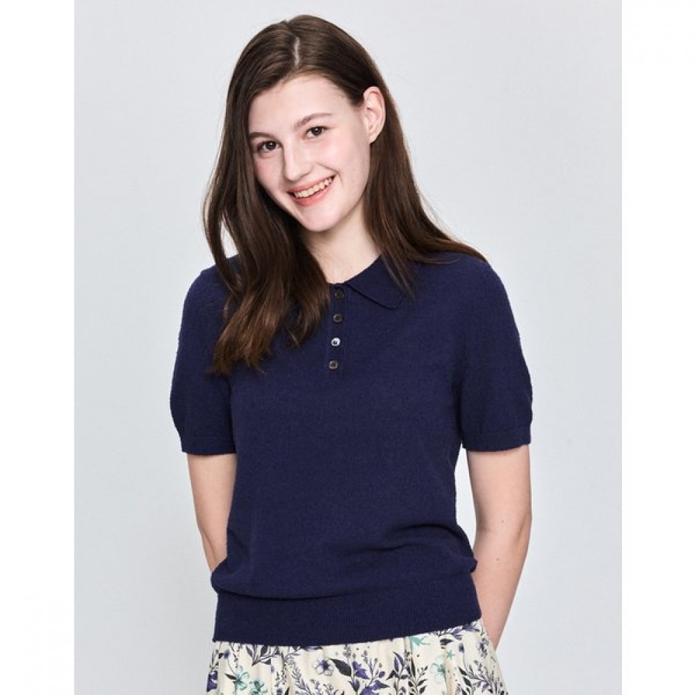 [25SS] ブークルコットンブレンドカラープルオーバーネイビー HSSW5B390N2