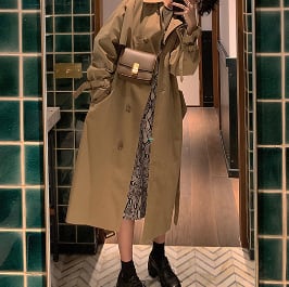 トレンチ コート アウター ロング コート ラシャコート ロング丈 ボタン 長袖 襟あり 薄手 軽い ルーズ きれいめ 大人 おしゃれ 上品 春 スプリング 春先 冬 ウィンター 秋 オータム lou