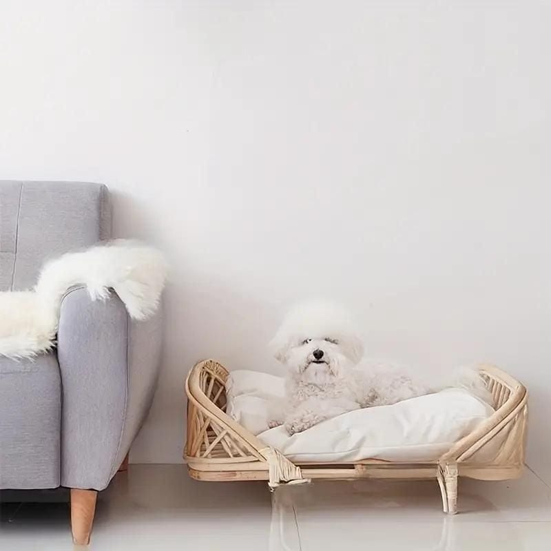 ペットベッド ペットソファ チェア クッション 犬 猫 ラタン バスケット ナチュラル シンプル 脚付き 軽量 北欧 おしゃれ かわいい