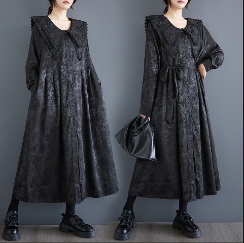 早い者勝ち！ 人気新品ロングワンピース 長袖 フレアスカート シンプル カジュアル 個性派 ユニーク レディース【大きいサイズ レディース 春夏 結婚式 きれいめ タイト フォーマル 大人 上品 チュ