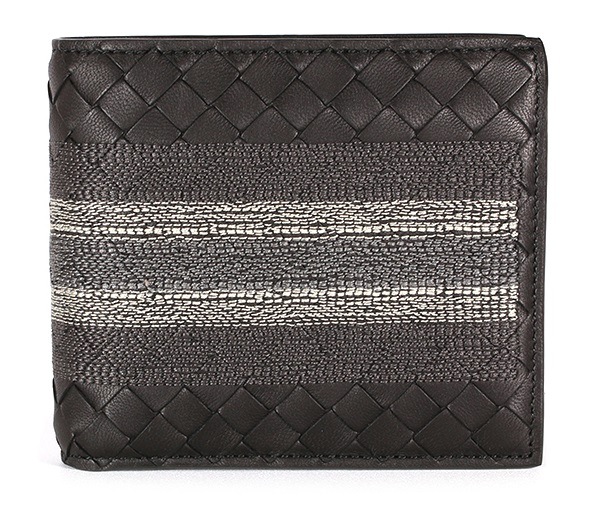 113993-VCET1-1184ボッテガヴェネタ 二折財布イントレチャートレザー ブラックホワイト