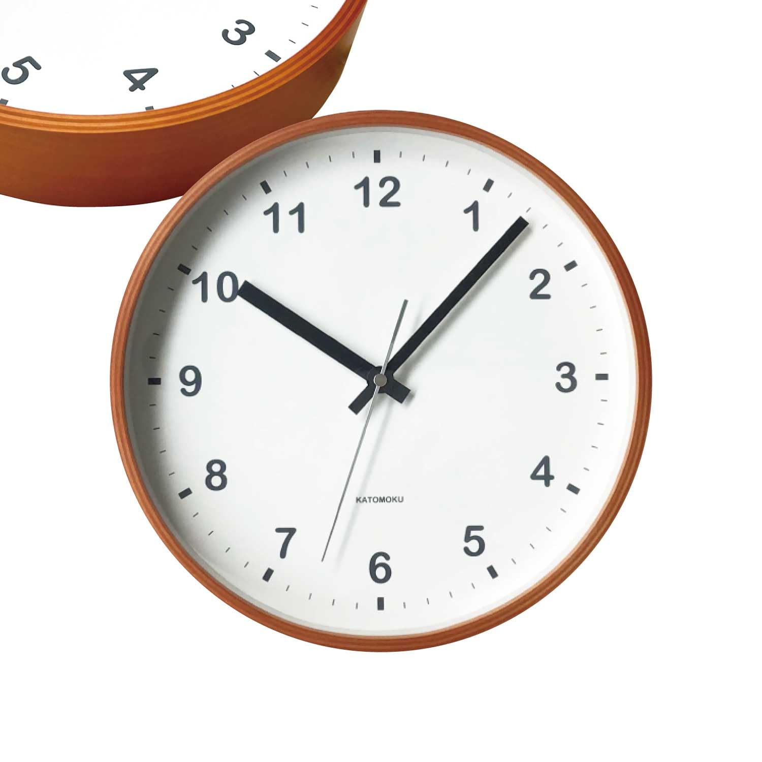KATOMOKU plywood clock ライトブラウン km-36MRC 掛け時計 連続秒針 直径25.2cm (電波時計)