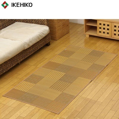 イケヒコ・コーポレーション 純国産 い草花ござ 『DX京刺子』 ベージュ 江戸間1畳（約87×174cm）（裏:不織布） 4114101 【送料無料】