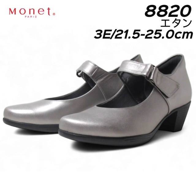 モネ Monet 8820 オブリークトゥ ベーシックベルトパンプス 3E カラー：エタン/81 レディース 靴