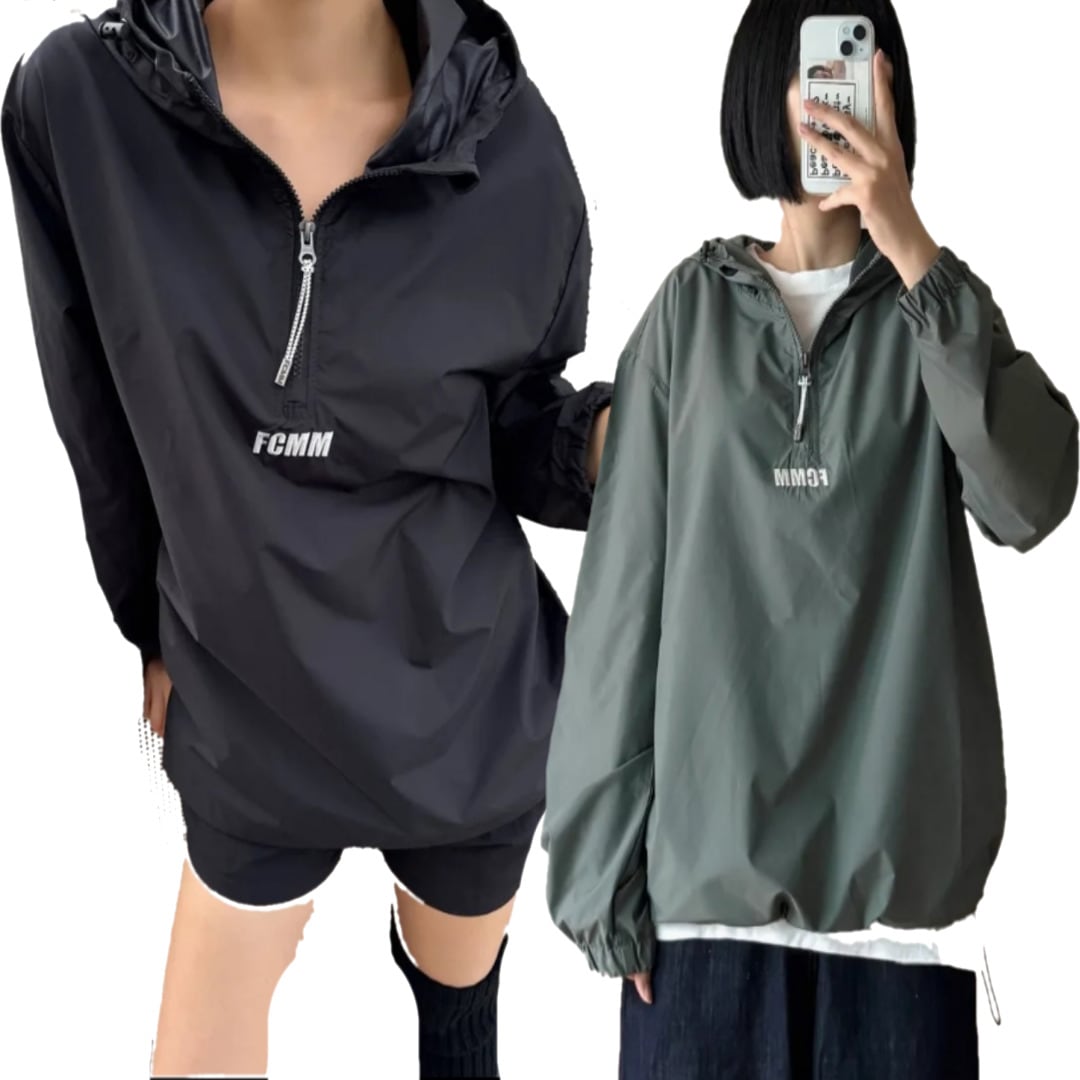 クラブチーム ハーフジップ フーディー ウインドブレーカー/ジップアップ/ユニセックス/カップルルック