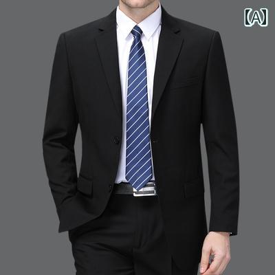 ビジネス　スーツ　ジャケット 仕事の 面接に 適した メンズビジネス カジュアル スーツ 若見え メンズ 中年 男性向け ネイビーブルーの ジャケット