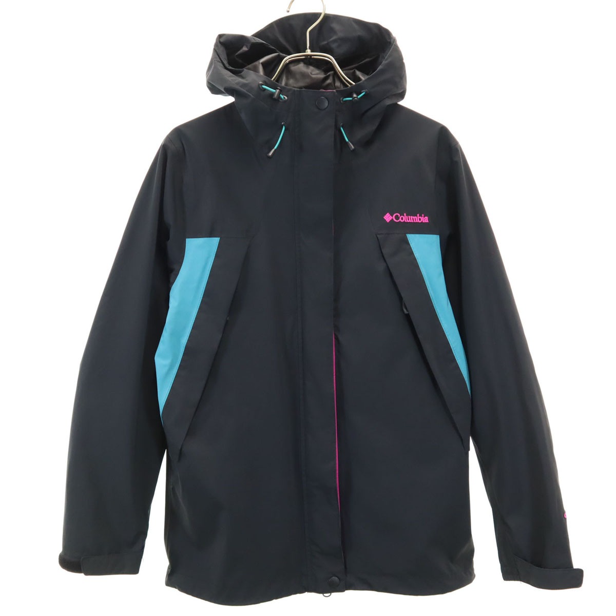 ナイロンジャケット M 黒系 防水 アウトドア レディース 古着