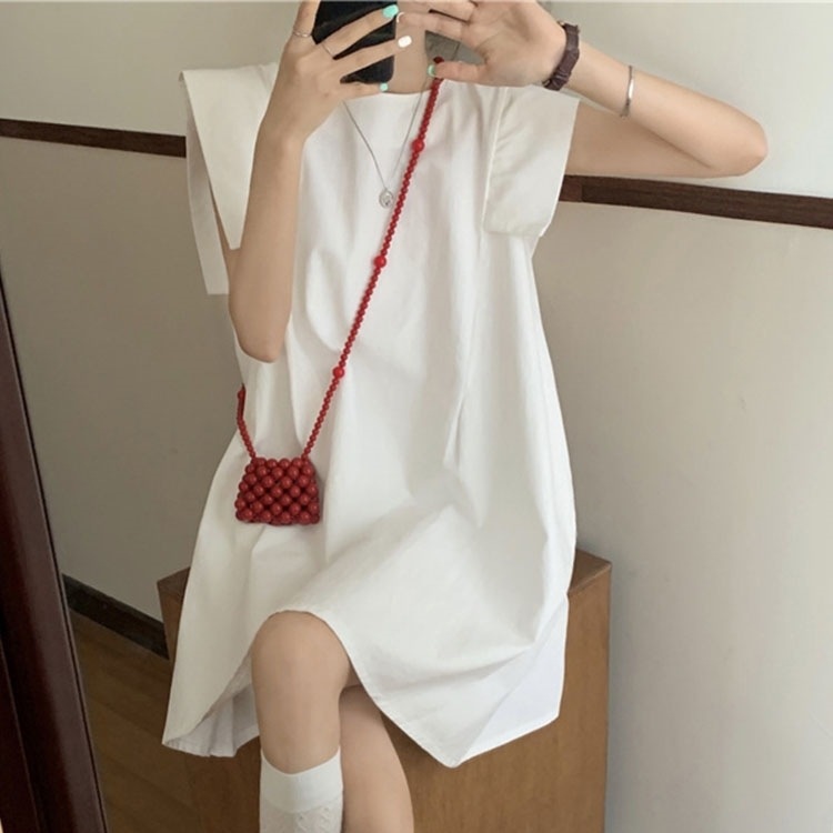 ワンピース ミニワンピース ノースリーブワンピース ラウンドネック 袖コンシャス フレアスカート かわいい 大人可愛い きれいめ シンプル 上品 おしゃれ かっこいい カジュアル こなれ感 個性的