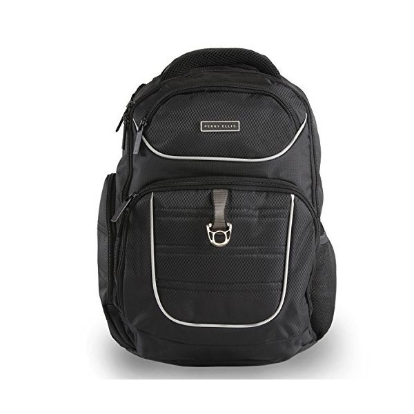 Perry Ellis Men s P13 Business Laptop Backpack with Tablet Pocket， Black， One Size 並行輸入品