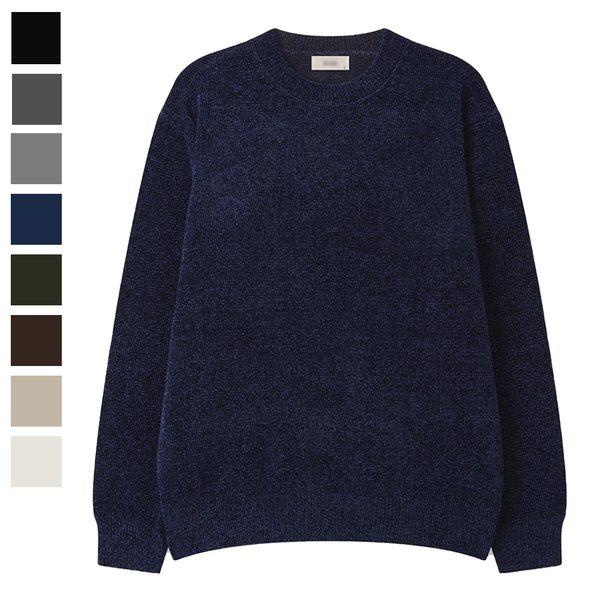 メンズベロアベルベットラウンド長袖ニット SG-KN-Q083-ネイビー