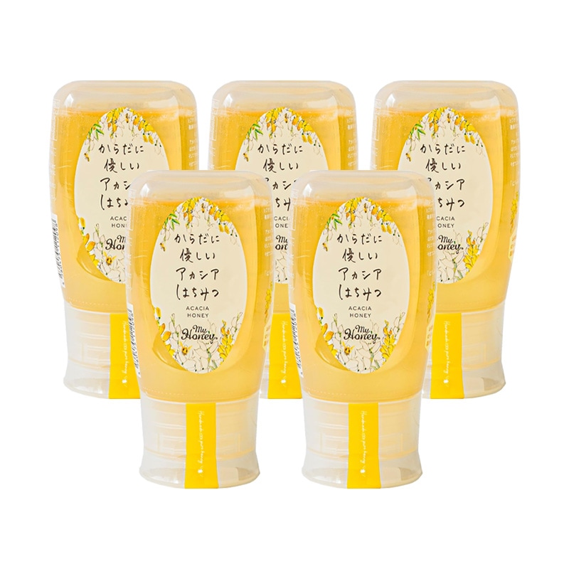 からだに優しいアカシアはちみつ 300g 5本セット アカシアハニー チューブボトル 生はちみつ 蜂蜜