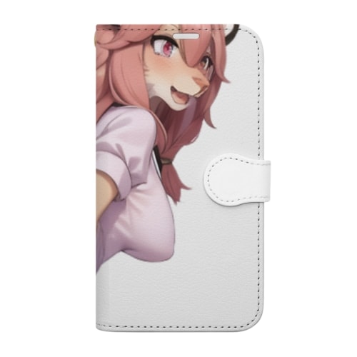 【文字入れ可能受注生産】ライオンの女の子　ヴィクトリア 手帳型スマホケース