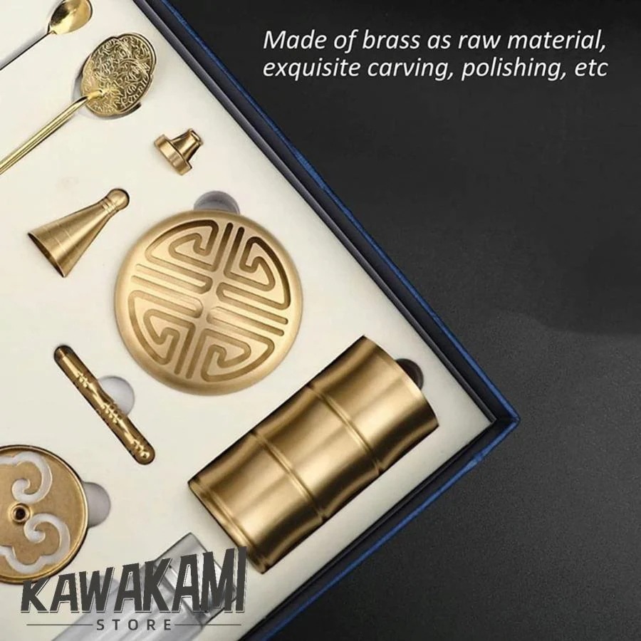 文房具冠婚葬祭用品モールド 真鍮香道具セット 室内装 真鍮香道具セット DIY ヨガ インセンス ヨガ 逆流塔 ，11個セットお香型ツールホーム ホーム コーン 真ちゅう製の香炉キット