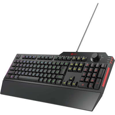 他サイト： ゲーミングキーボード 有線 TK-G02UMBK 着脱式リストレスト付 ボリュームダイヤル メンブレン フルキー ブラックの商品画像