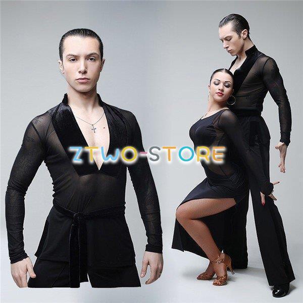 男性用 ダンス衣装 ラテン 上着 ダンスウェア Tシャツ トップス 練習着 メンズ ラテンダンス用上着 Tシャツ ネット ワルツ チャチャチャ ルンバ カウボーイ