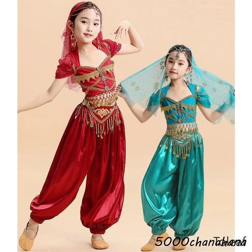 コスチューム ジャスミン衣装 女の子 アラジン ベリーダンス [本日のセール]キッズ コスプレ衣装 子供 プリンセス ハーレム 衣装 アラビアン衣装 半袖トップス