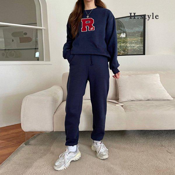 Hスタイル(CM)両起毛Rブークレ刺繍セット トレーニング ジョガー バンディング