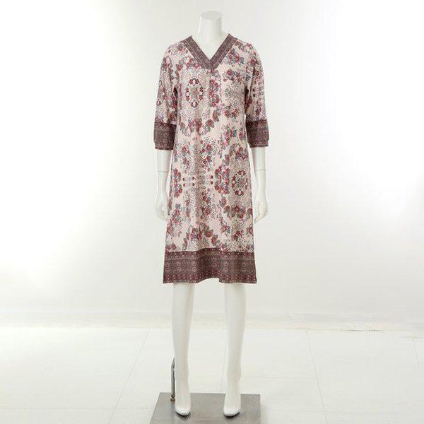 人気商品)プレゼントにおすすめ)柔らかく伸縮性の良いシワになりにくい起毛花ボーダーナ염ワンピースD_J(VEV3985L)