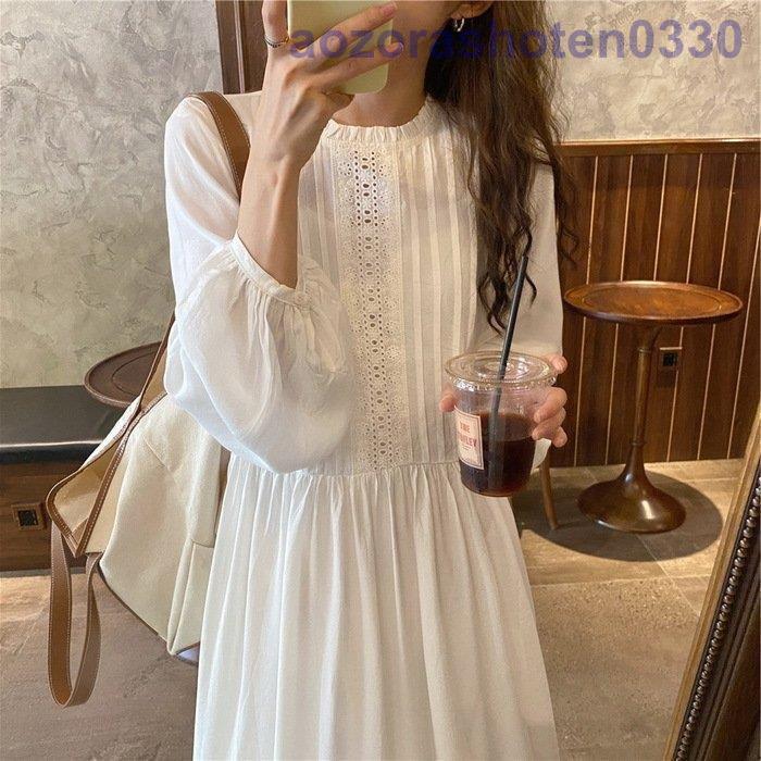 送料無料ワンピース レディース 40代 マキシワンピース 春夏 長袖ワンピース 白ワンピース パフスリーブ ゆったり オシャレ結婚式ドレス お出かけ 大人可愛い 30代