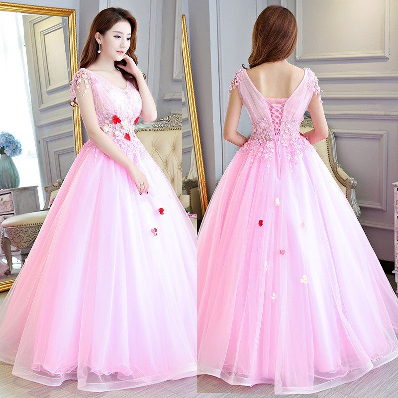 カラードレス 演奏会用 ロングドレス 安い コンサート パーティードレス 発表会 ウェディングカラードレス 二次会 プリンセス 結婚式 ステージ衣装 ピンク