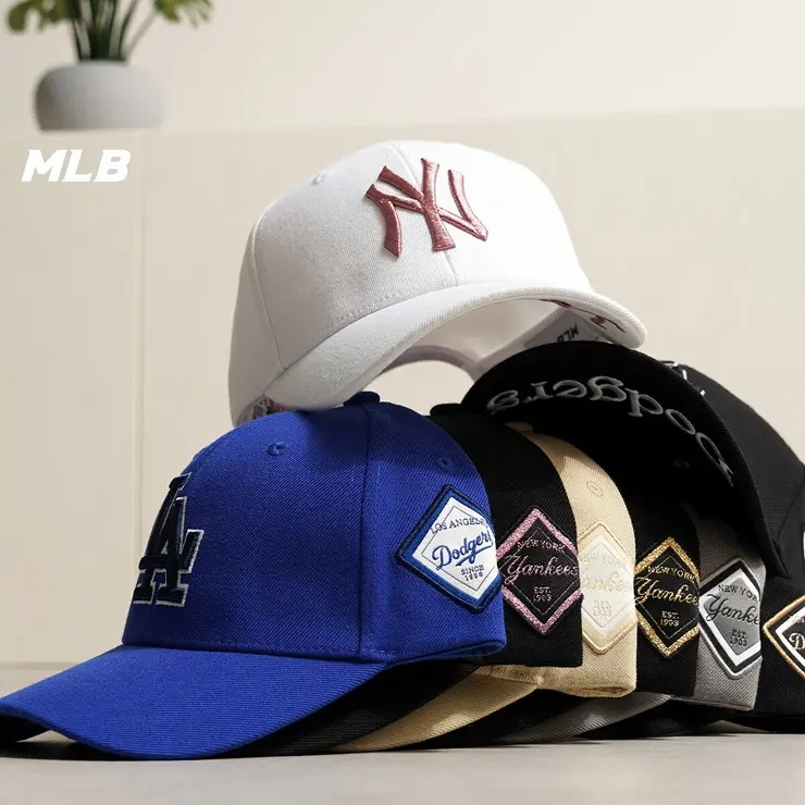 MLB Korea ベースボールキャップ LA 帽子 NY MLB キャップ ブランド メンズ レディース ユニセックス 男女兼用 ヤンキース ドジャース 刺繍ロゴ ワッペン エンブレム 6パネル サ