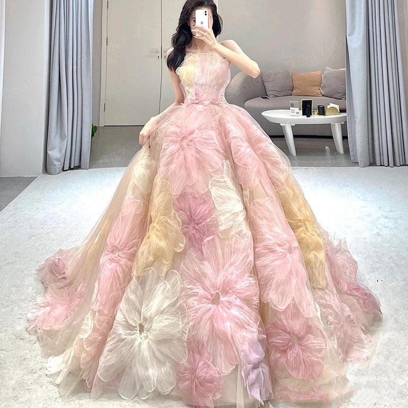 【同型のベールを贈る】2023新作 パーティードレス 拖尾 結婚式 ドレス 演奏会 ドレス 成人式 ドレス同窓会 ドレスワンピース 花嫁ロングドレス 結婚式ワンピース-568