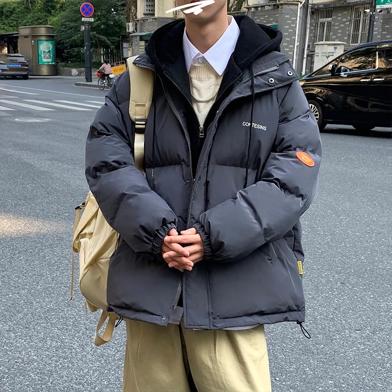 中綿ダウンジャケット メンズ 中綿ダウンコート 中綿ジャケット ハイネック 重ね着 男女兼用 ゆったり 防寒着 中綿コート アウター フード付き あたたか