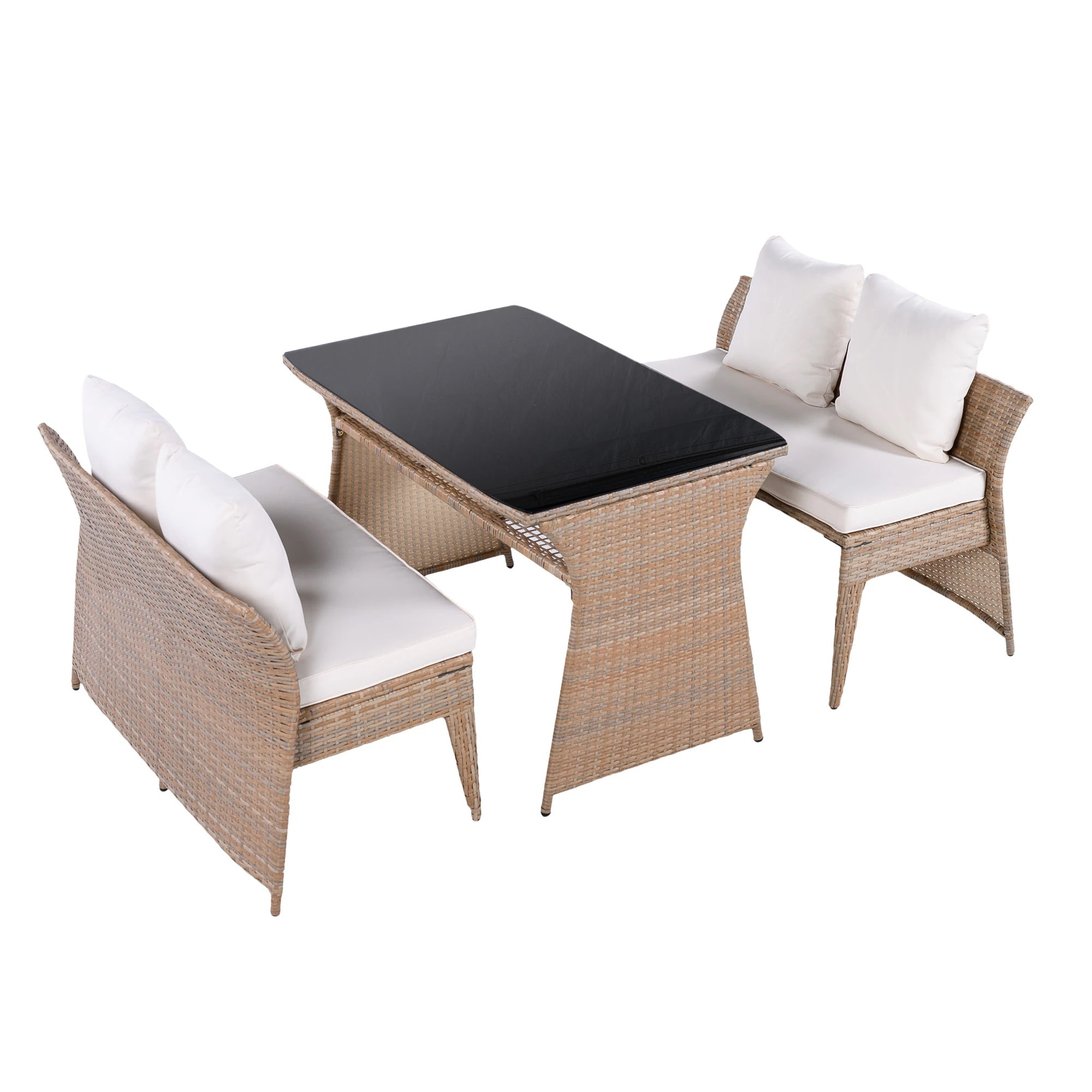 19774人掛け ガーデン テーブル 3点セット ラタン調 ガーデンファニチャー ベランダテーブル ガーデンテーブル ガーデンチェアー テーブル コンパクト 屋外家具 ガーデンファニチャー おしゃれ