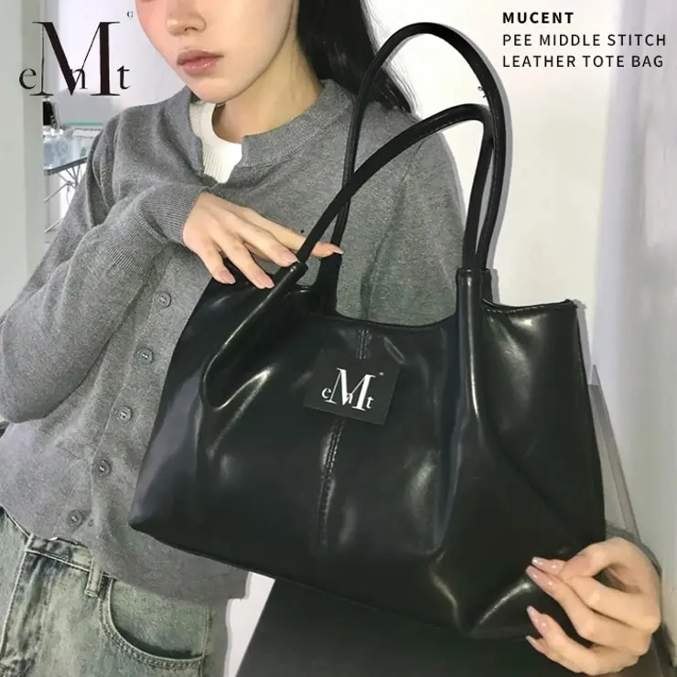 MUCENT(ムセント)/PEE MIDDLE STITCH LEATHER TOTE BAG