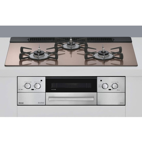 RHS71W42J2RSTW-LP スモーキーピンク Lisse（リッセ） ビルトインガスコンロ （プロパンガス用・3口・左右強火力タイプ・幅75cm）