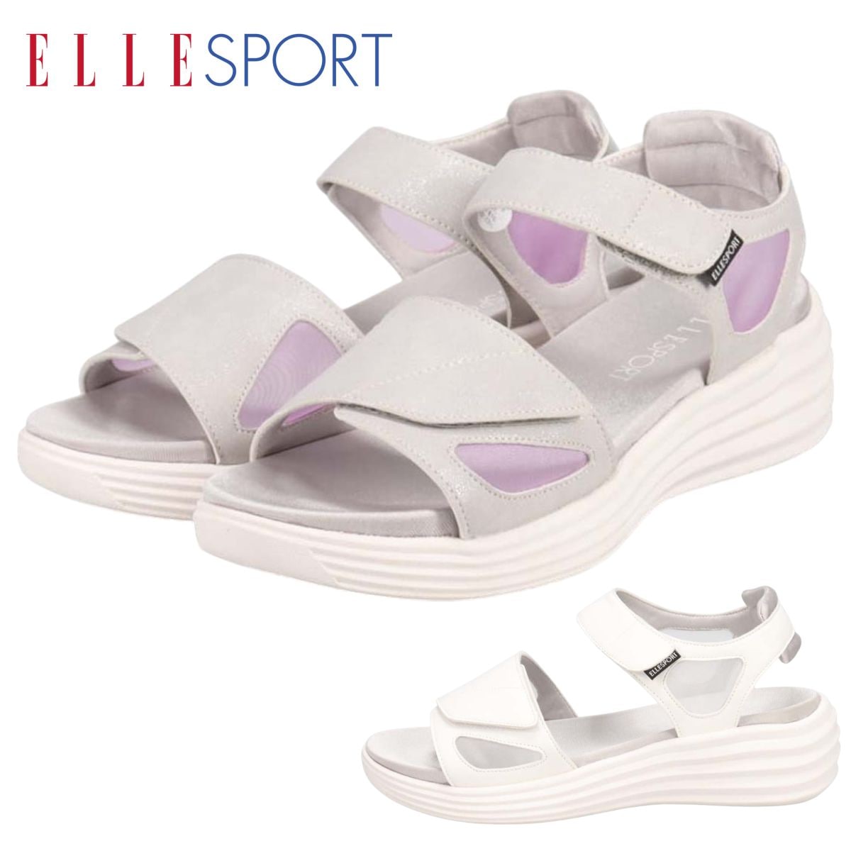 エル スポーツ ELLESPORT ベルクロ サンダル ESP12597 軽量 厚底 マジックテープ バックバンド マドラス