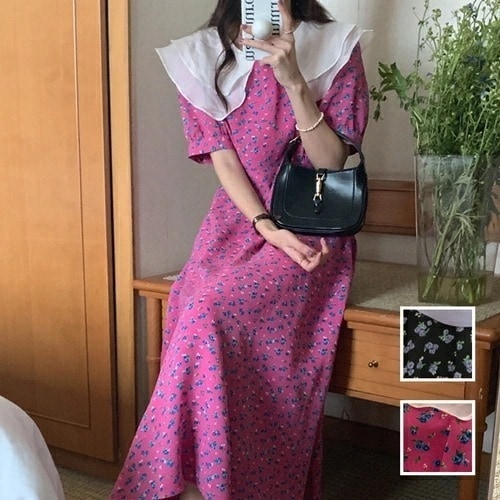 ワンピース カジュアル ロング マキシ丈ワンピ 韓国 ファッション レディース 春 夏 カジュアル コーデ シンプル 定番 セレカジ 20代 30代 40代 2025 ビッグカラー 異素材ミック