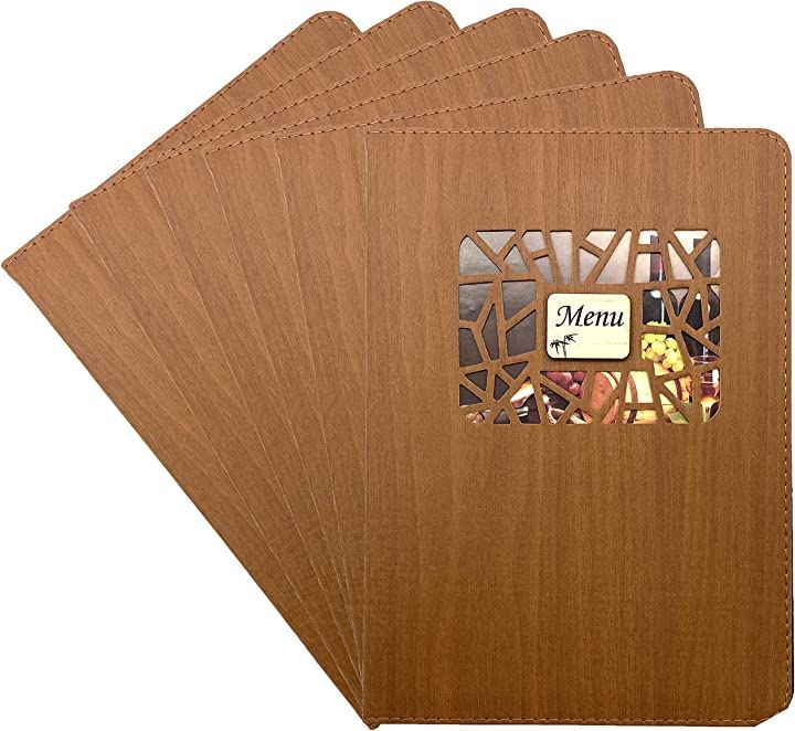 A4 サイズ 全16面 利用可能 中綴じ メニューブック 縦挿し 差し替え簡単( 木目調6冊セット) 8,143円