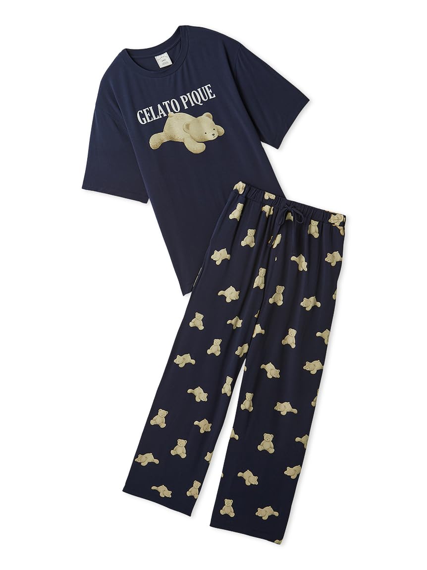 [ジェラート ピケ] EC限定 ベアワンポイントTシャツ&ロングパンツセット PWCT252360 レディース NVY