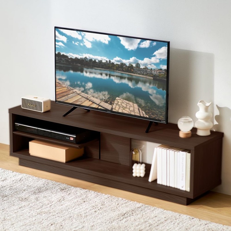 【50型まで対応】アイリスオーヤマ 『コードを隠せる』 テレビ台 収納棚付き AVボード テレビボード 幅120cm スタンダードタイプ OTS-120SR ウォールナット/ブラック