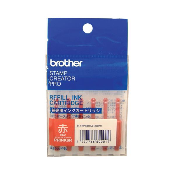 (まとめ) ブラザー BROTHER 使いきりタイプ補充インク 赤 PRINK6R 1パック（6本） (×30セット)