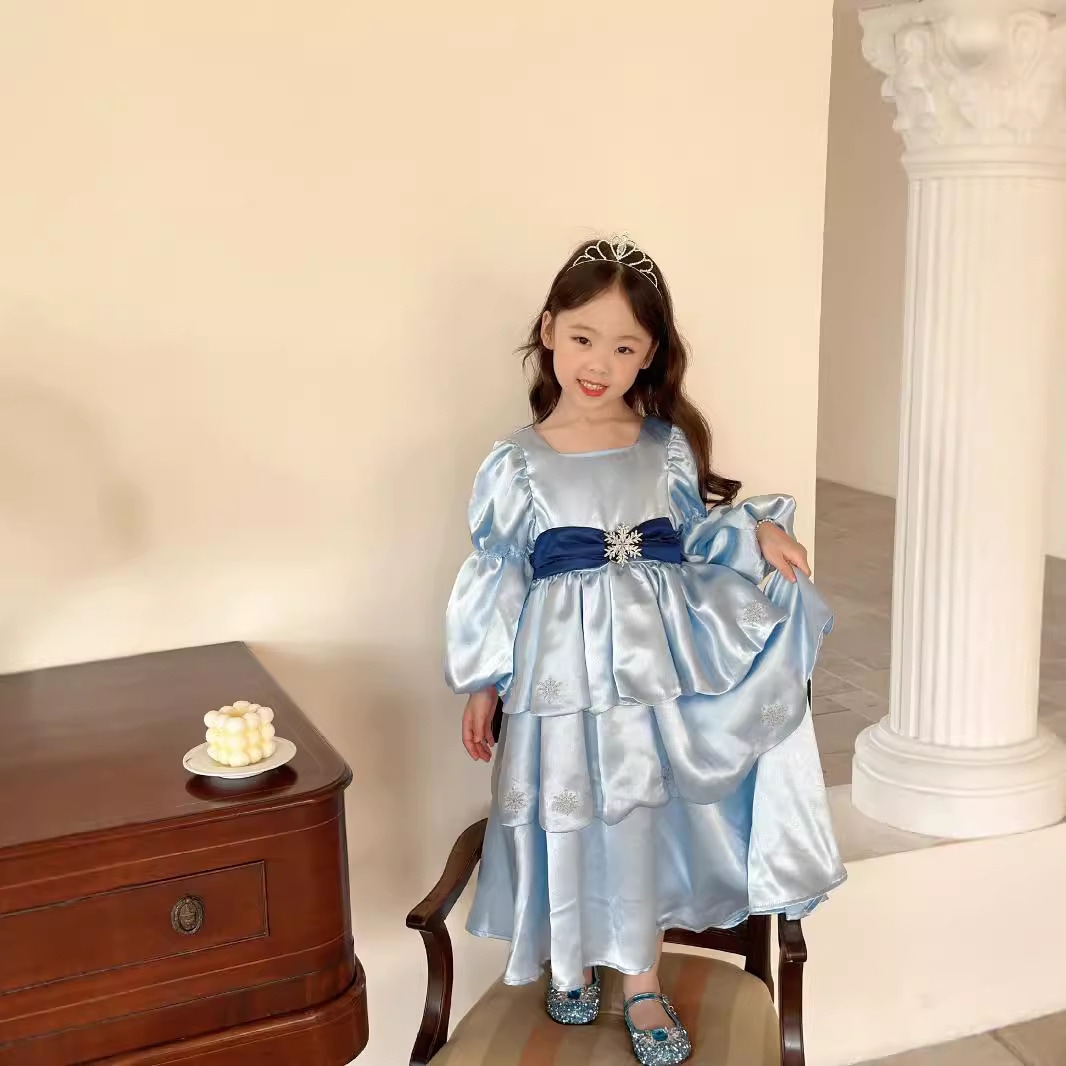 2024新入荷 子供服ガールズ秋と冬漫画エルサブループリンセスチュチュ誕生日ドレス長袖ドレス