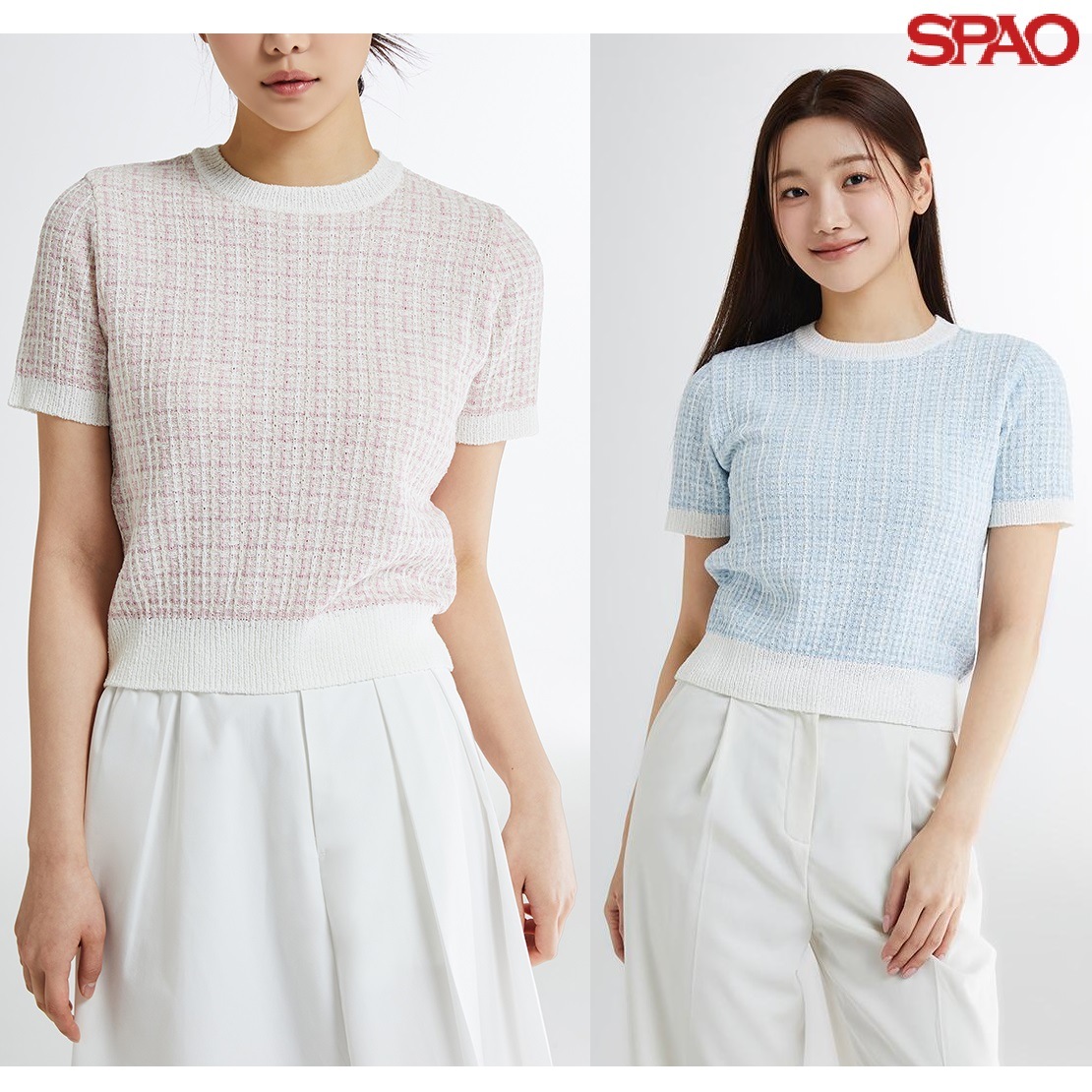 Tweed short sleeve knit 3色 新商品 韓国人気 女性服 肝節期 韓国ファッション デイリールック