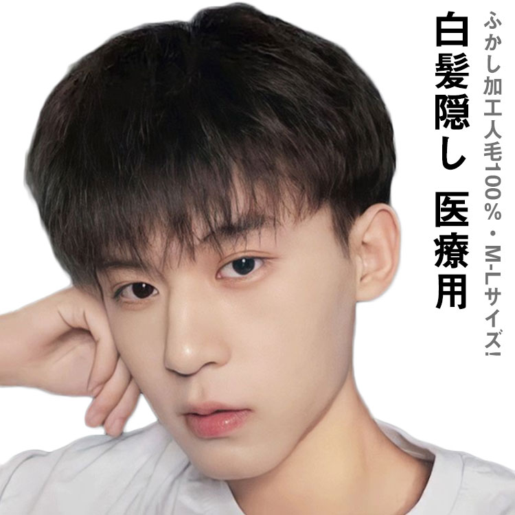 人毛100％! メンズウィッグ 男性用かつら メンズウイッグ 医療用ウィッグ ウィッグ メンズ ショート フルウィッグ 自然 黒髪 かつら フェザーショート スタンダードブラック ナチュラル 薄毛 白