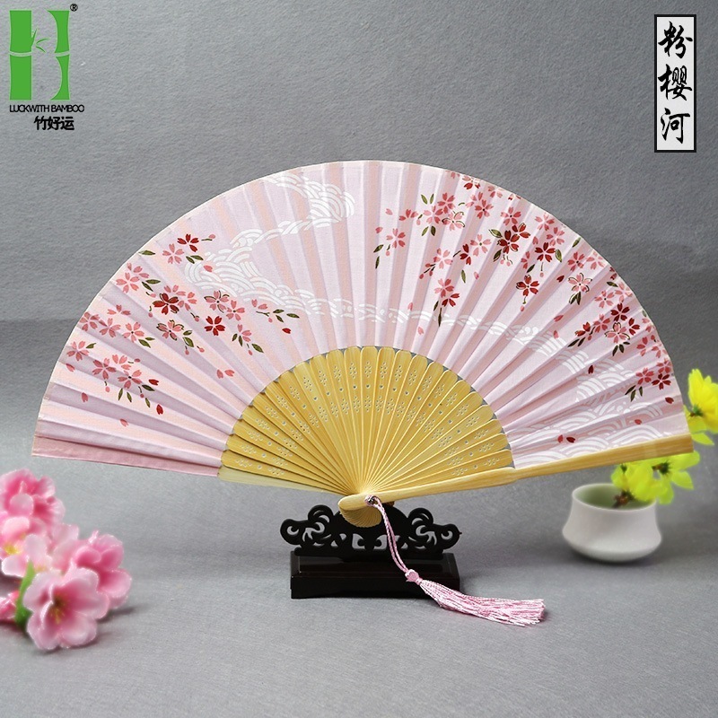 お盆 半手作り半機械式和風扇子 お土産用女性用竹扇子