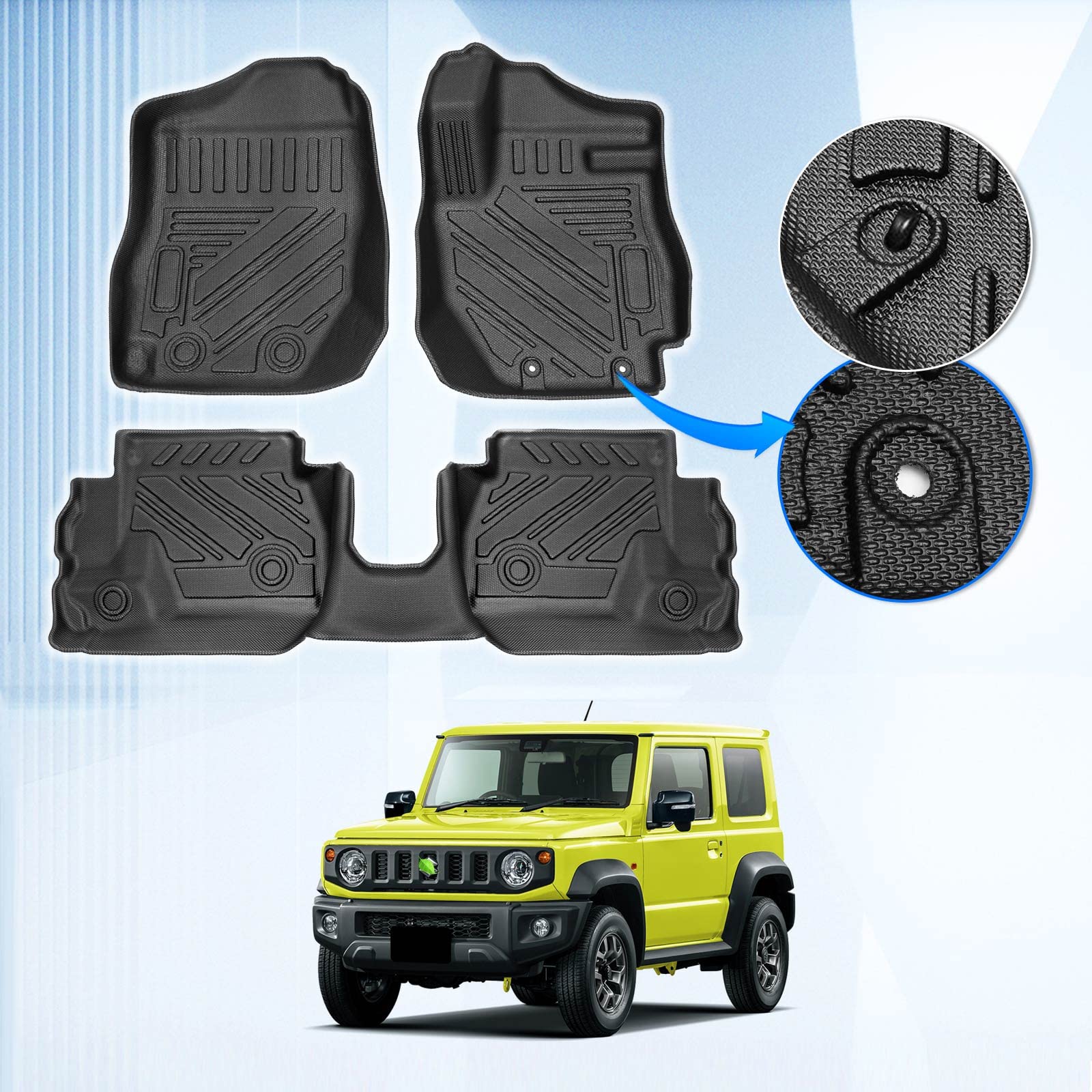 GIMUYA スズキ ジムニー JB64型 ジムニーシエラ JB74型 3Dフロアマット AT車専用 立体カーマット TPE材質 フロアマット 右ハンドル専用 完全車種専用 消臭 抗菌効果 防水仕様